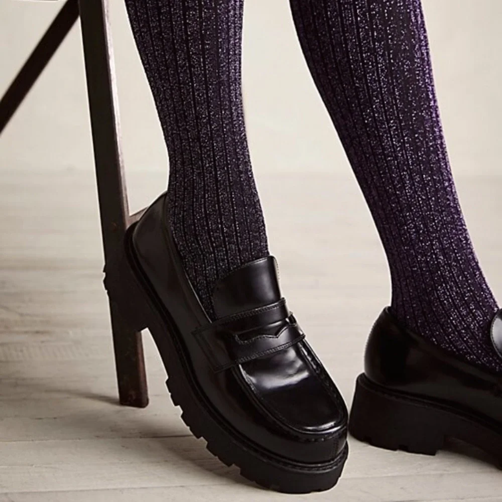 Free people capitol shimmer tights new purple one size